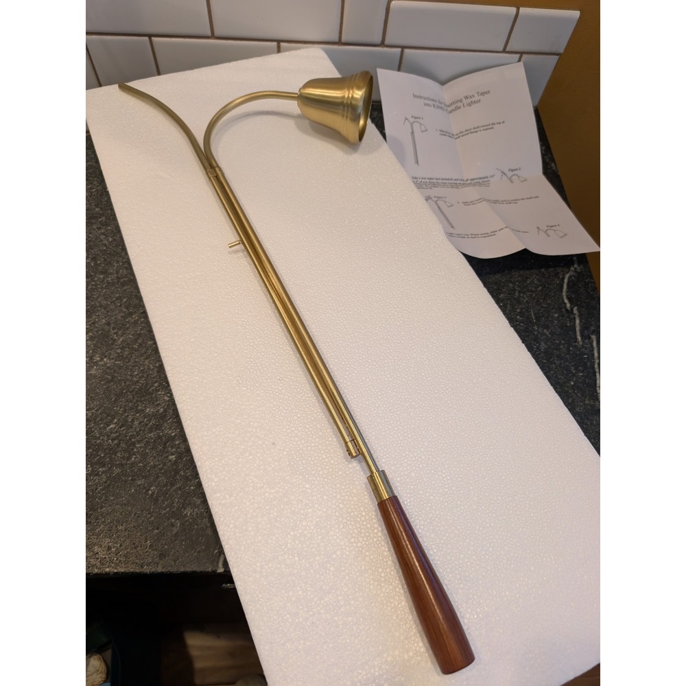 Sudbury Brass KS983 24 Inch Candle Lighter and Bell Snuffer Wood Handle NEW